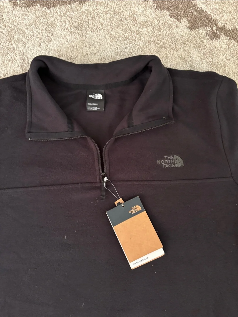 The North Face Tka 100 Glacier 1/4 Zip Fleece Black Jacket NWT